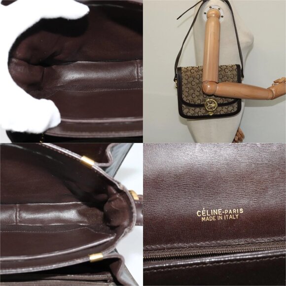 CELINE C Sulky Shoulder Bag Canvas Brown gold Auth - Picture 15 of 15